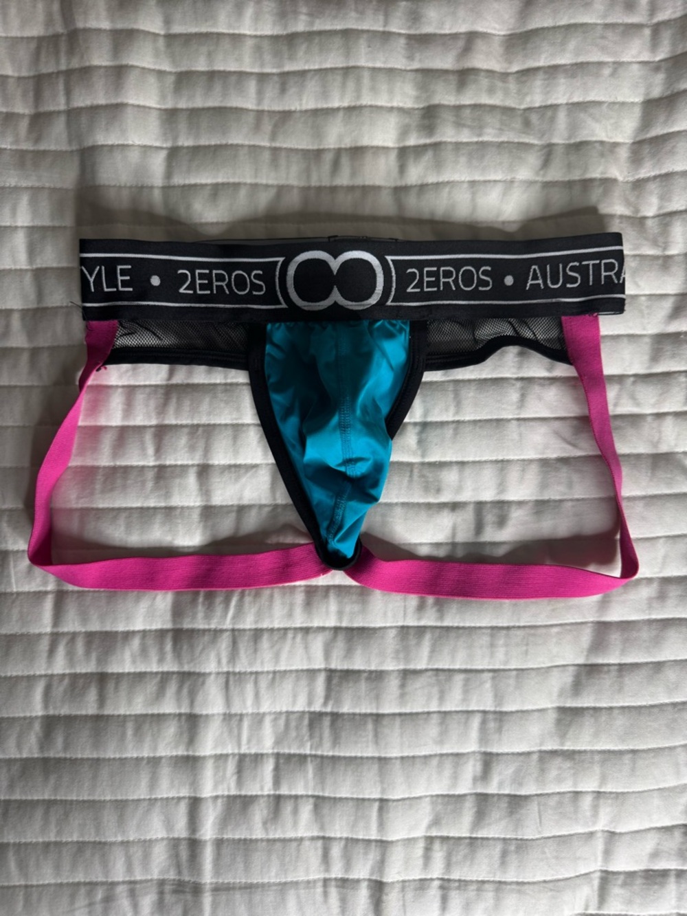 2EROS Men's Teal & Pink Brief Jockstrap with Branded Waistband